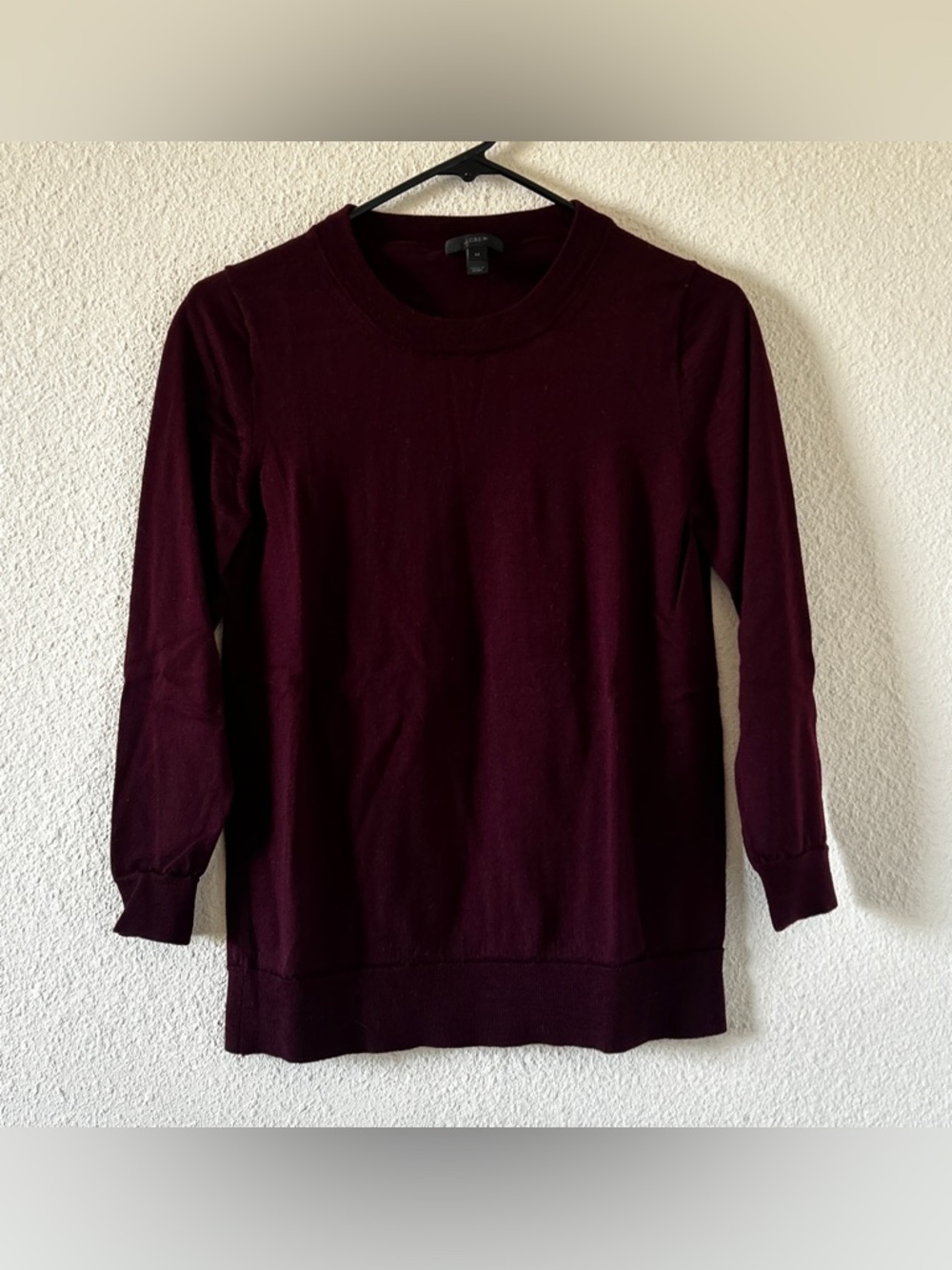 J. Crew 100% Marino Wool Sweater Office Preppy Academia Women’s Medium Burgundy